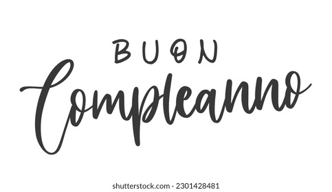 Happy Birthday lettering in Italian (Buon Compleanno). Vector illustration. Isolated on white background