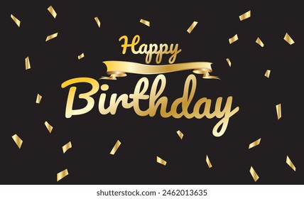 Happy Birthday lettering with modern hand writing calligraphic with gold