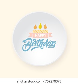 Happy birthday lettering on realistic vector label. Lettering for your design.