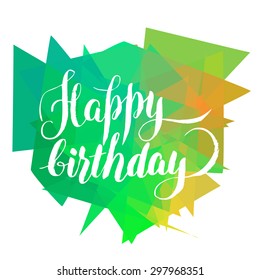 Happy birthday, lettering over mosaic background