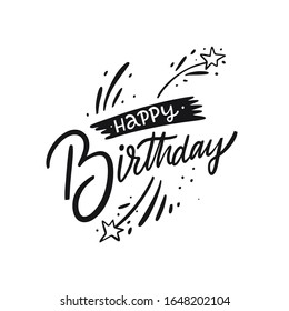 Happy Birthday lettering phrase isolated on white background. Vector art illustration for banner, poster, t-shirt and postcard.