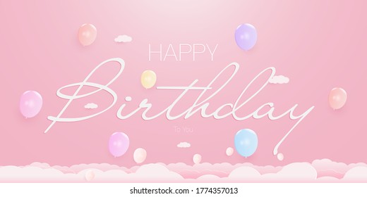 happy birthday lettering pink background,