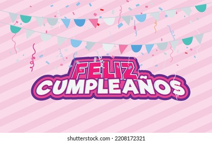 happy birthday lettering in pink and white theme