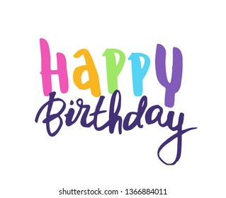 Happy Birthday Lettering Poster Banner Stock Vector (Royalty Free ...