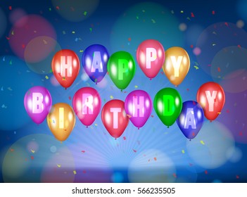 Happy Birthday Lettering Poster Shiny Coloured Stock Vector (Royalty ...