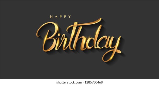 Happy Birthday Lettering Text Banner, Gold Color. Elegant Design, Vector Illustration.