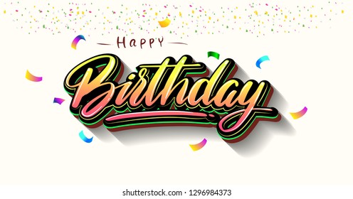 Happy Birthday Lettering Text Banner Colorful Stock Vector (Royalty ...
