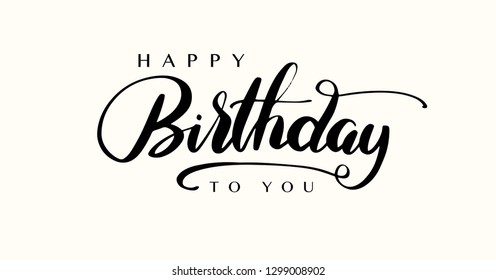 Happy Birthday lettering text banner, black color. Vector illustration.