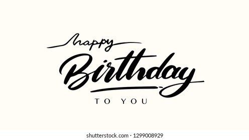 Happy Birthday lettering text banner, black color. Vector illustration.