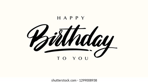 Happy Birthday lettering text banner, black color. Vector illustration.