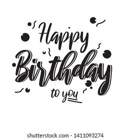 Happy Birthday lettering text banner, black color. Vector illustration