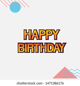 Happy Birthday lettering text banner, black color. Vector illustration