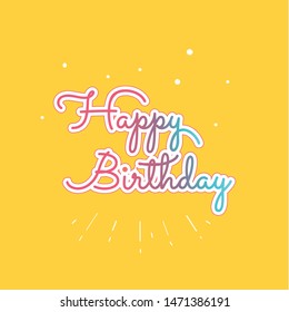 Happy Birthday lettering text banner, black color. Vector illustration
