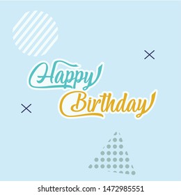 Happy Birthday lettering text banner, black color. Vector illustration