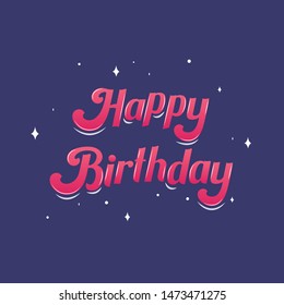 Happy Birthday lettering text banner, black color. Vector illustration