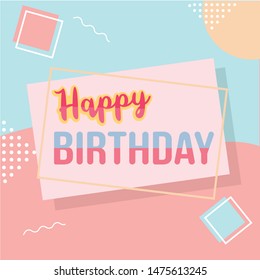 Happy Birthday lettering text banner Vector illustration