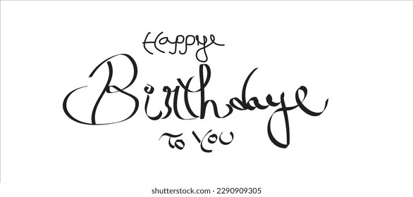 Happy Birthday lettering text banner, black color. Vector illustration.
