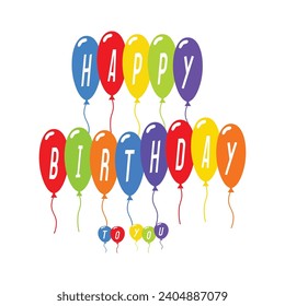 Happy Birthday lettering text banner, black color. Vector illustration.