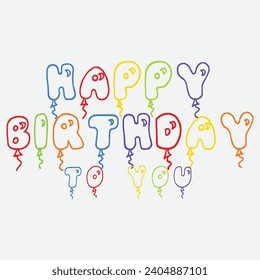 Happy Birthday lettering text banner, black color. Vector illustration.