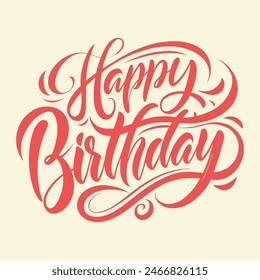 Happy Birthday lettering text banner, black color. Vector illustration with Red and black Hearts