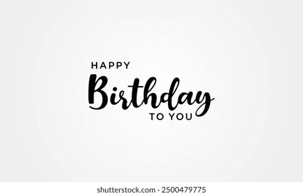 Happy Birthday lettering text banner, black color. Vector Isolated illustration.