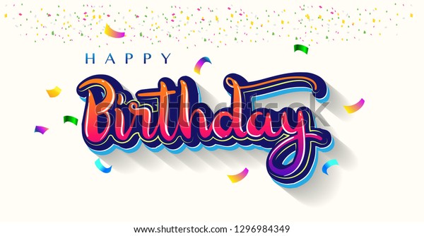 Happy Birthday Lettering Text Banner Colorful Stock Vector (Royalty ...