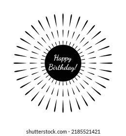 Happy Birthday Lettering Text With Colorful Fireworks Line. Abstract Banner Wallpaper Banner. Retro. Celebration Party Background Template. Vector