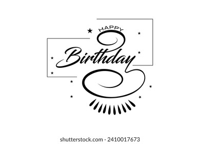 Happy Birthday Lettering Text Design Banner. Typography With Vector Illustration. Greeting Gift Poster and Card ,EPS Vector Template.

