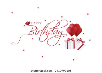 Happy Birthday Lettering Text Design Banner. Typography With Vector Illustration. Greeting Gift Poster and Card ,EPS Vector Template.