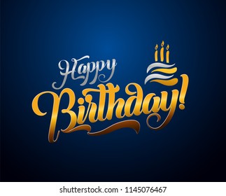 Happy birthday lettering text vector illustration. Birthday greeting card design.