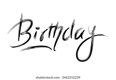 Happy Birthday lettering text vector, black color. Vector illustration. Happy Birthday typography, 