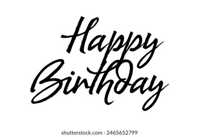 Happy Birthday lettering text vector, black color. Vector illustration. Happy Birthday typography, 