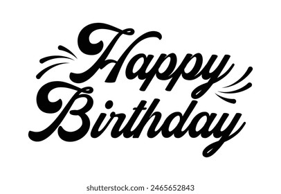 Vector de texto de letras de feliz cumpleaños, color negro. Ilustración vectorial. Tipografía de feliz cumpleaños, 