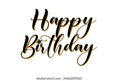 Happy Birthday lettering text vector, black color. Vector illustration. Happy Birthday typography, 