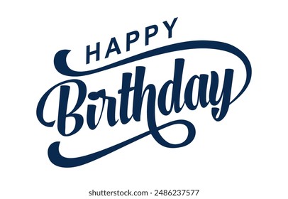 Happy Birthday Schriftzug Text Vektorgrafik, schwarz. Vektorillustration. Happy Birthday Typografie