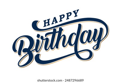 Happy Birthday lettering text vector, black color. Vector illustration. Happy Birthday typography