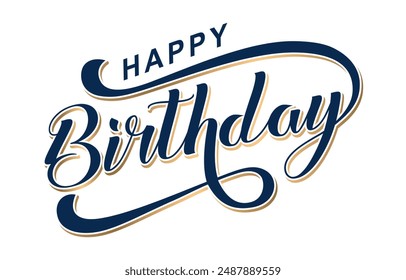 Happy Birthday lettering text vector, black color. Vector illustration. Happy Birthday typography