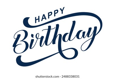 Happy Birthday lettering text vector, black color. Vector illustration. Happy Birthday typography