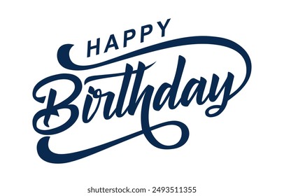 Happy Birthday lettering text vector, black color. Vector illustration. Happy Birthday typography