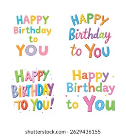 Happy Birthday Lettering Vector with Decorative Elements