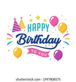 Happy birthday lettering vector, vector eps. 10