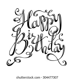 happy birthday lettering vector handwritten isolated stock vector royalty free 304477307 shutterstock