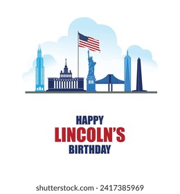 Happy Birthday Lincoln's, Happy Presidents day in United States. February 12. Template for background with banner, poster and card. Washington's Birthday. holiday in America. Vector illustration.