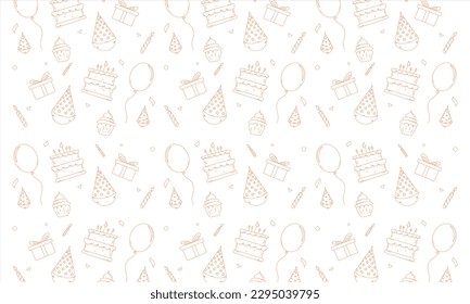 Happy Birthday Line Art Vector Background, perfect for office, company, school, social media, advertising, printing and more