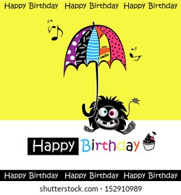 Happy Birthday lion under the umbrella