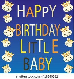 happy birthday little baby giraffes vector illustration