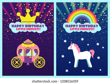 Happy Birthday Little Princess Vector Cards Stock Vector (Royalty Free ...