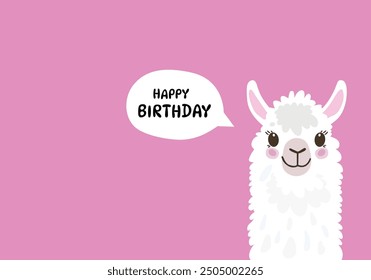 Happy Birthday Llama with Pink Background