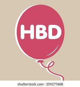 Happy birthday logo with balloon. Vector illustration.