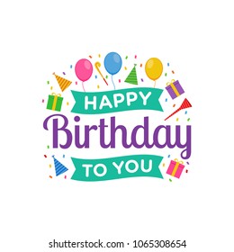 Happy Birthday Logo Design Vector for Greeting Card, Birthday Card